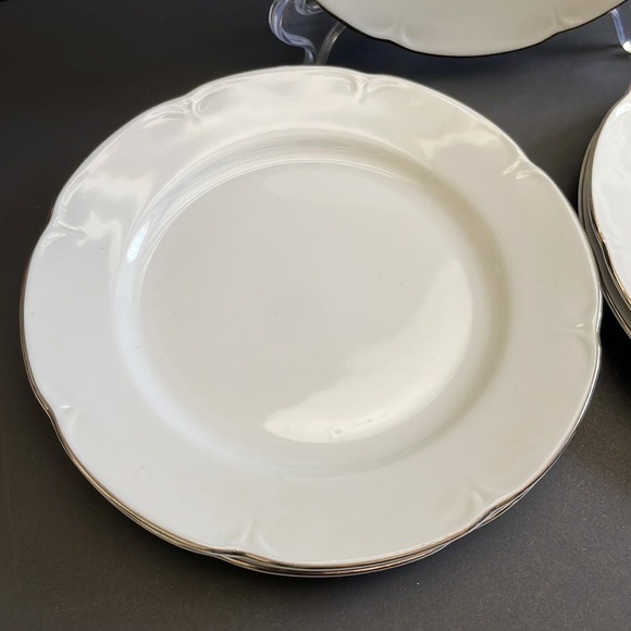 5 Jlmenau German Democratic Republic White Cake Dessert Plates Silver Rim 7.5” - Picture 2 of 15